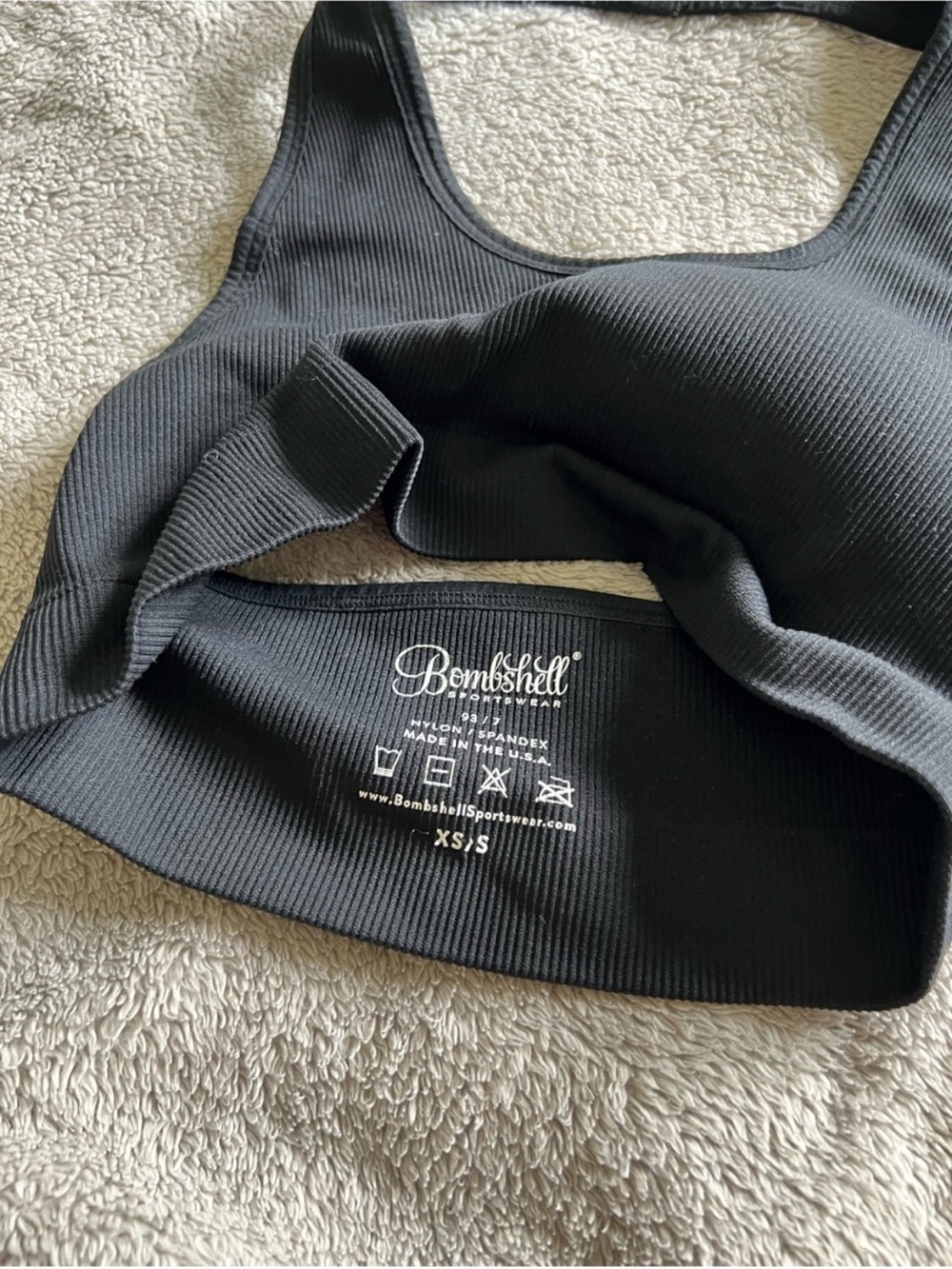 Bombshell Sportswear Black Ribbed Halter Sports Bra XS/Small - Picture 3 of 3